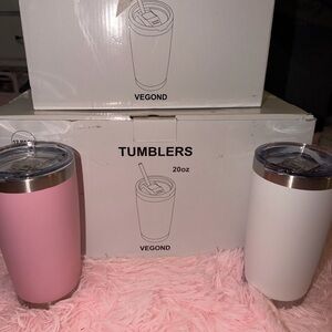 Pink and White Tumblers 20oz